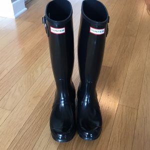 Black original tall gloss rain boots